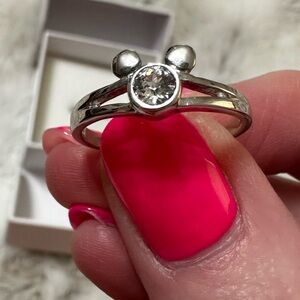 Arribas Brother Mickey Silver Crystal Ring Size 8